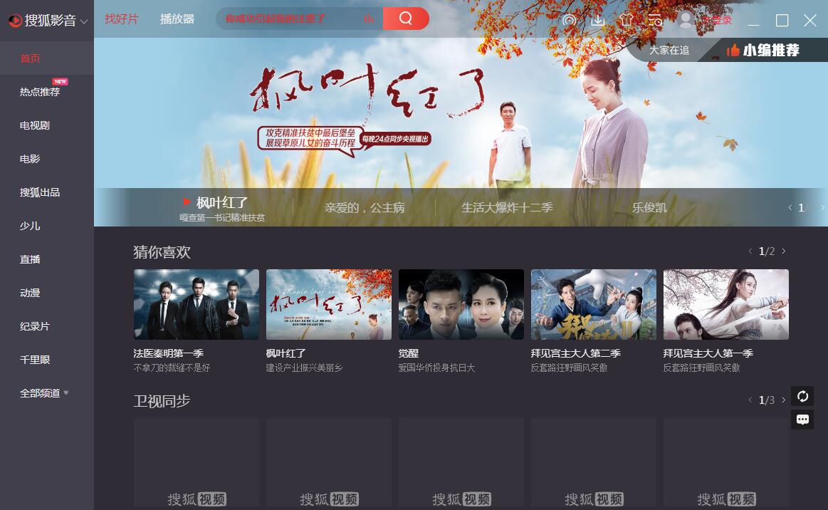 搜狐影音客戶端界面截圖